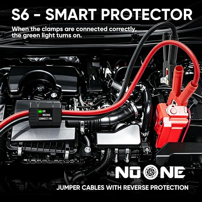 Noone Heavy Duty Jumper Cables, 0 Gauge 25Feet 1000Amp Automotive Booster Cables with Reverse Polarity Protection for Car, SUV and Truck, Jumper Cables Kit with Carry Bag, Gloves, Brushes and Goggles