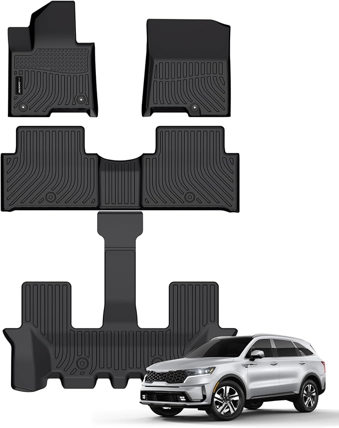 Auxko All Weather Floor Mats Fit for Kia Sorento Hybrid 2026 2025-2021(Include PHEV 22-26) TPE Rubber Liners Sorento Hybrid Accessories Set All Season Odorless Anti-Slip Floor Mats