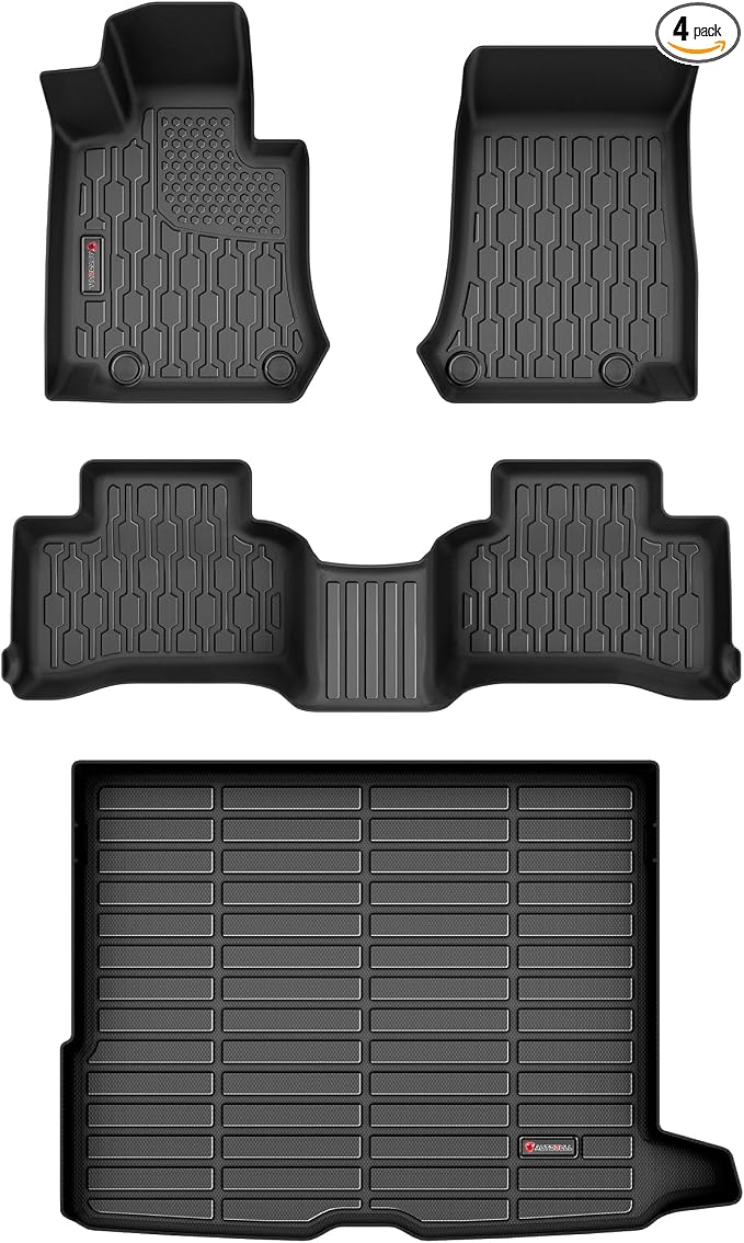 Floor Mats & Cargo Liner Compatible with 2016-2022 Mercedes Benz GLC Cargo Mat, Full Set All Weather Protection 1st, 2nd Row Car Liners & Trunk Mat, Black