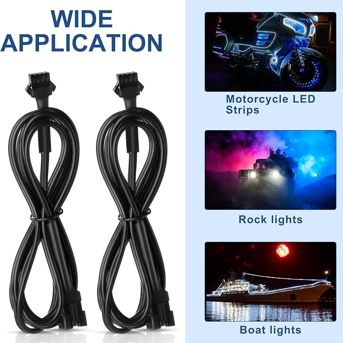 Kanayu 8 Pcs 60 Inch 4 Pin RGB LED Accent Multicolor Light Extension Cable Wire Cord Set for LED Motorcycle ATV Car Multicolor Neon Strip Trucks Rock Light