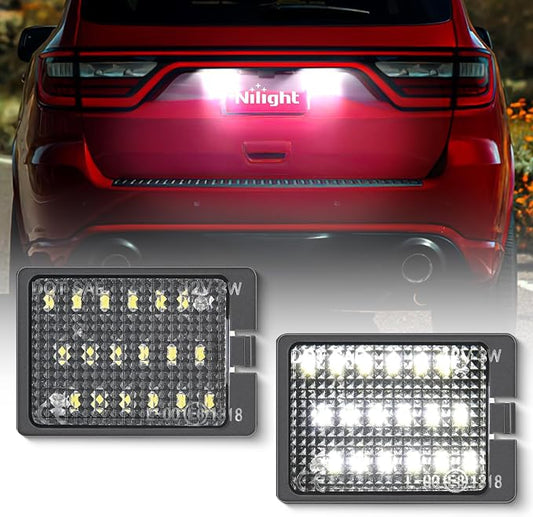 Nilight License Plate Lights Compatible with 2014 2015 2016 2017 2018 2019 2020 2021 2022 2023 Dodge Durango 6000K White Clear Lens 2PCS Pack
