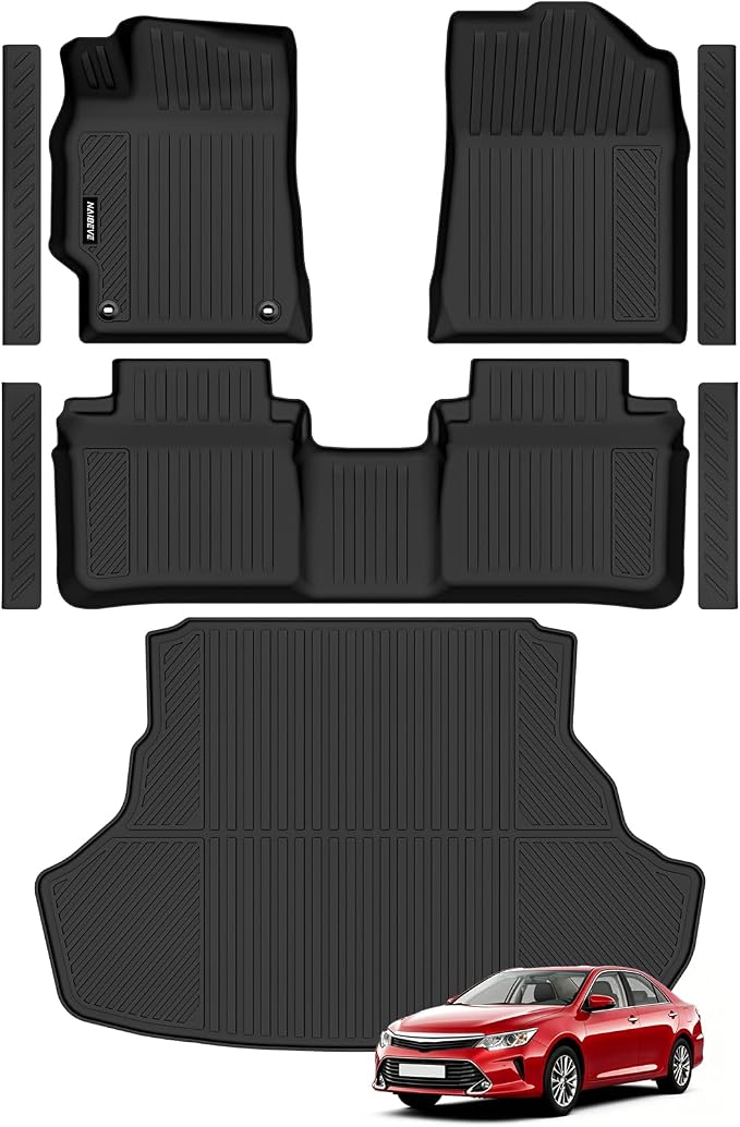 Naibeve Floor Mats for 2012-2017 Toyota Camry | All Weather Custom Fit Floor Mats, Cargo Mat, Door Sill Guards Interior Protector accessories