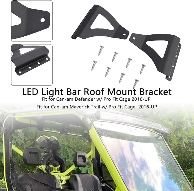 LED Light Bar Roof Mount Bracket 50"/52" 16-25 for Can-am Defender w/ Pro Fit Cage 2016+, Maverick Trail w/ Pro Fit Cage 2016+ Model
