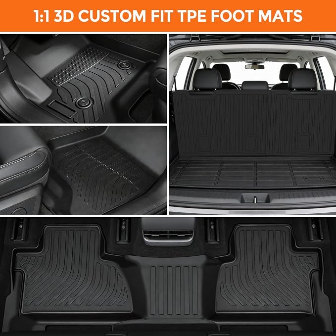 Floor Mats for Chevy Tahoe 2015-2020 and for GMC Yukon 2015-2020 | (for Bucket Seat, Not for XL), TPE All Weather Protection, Waterproof Non-Slip (Floor Mats & Cargo Liner & Seatback Mat)