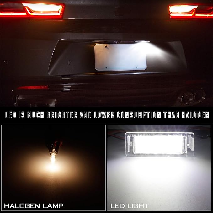 LED License Plate Light Lamp with Error Free Resistor Compatible with Chevy Corvette Camaro Equinox Impala Volt Cadillac Buick, 6000K White