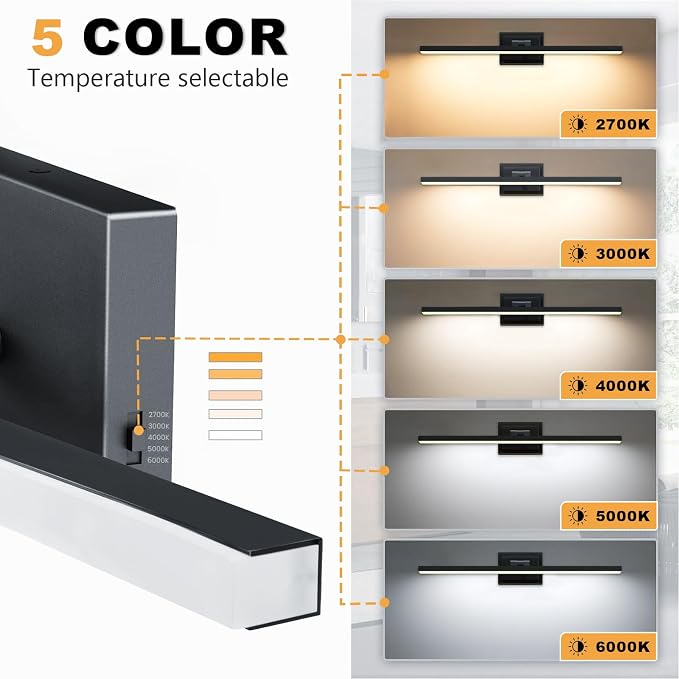 IZORRO Modern Bathroom Vanity Light 40 inch, Rotatable, 32W Dimmable Led Bathroom Light Fixture Over Mirror, Black Vanity Light Bar (5 Color Temperature)