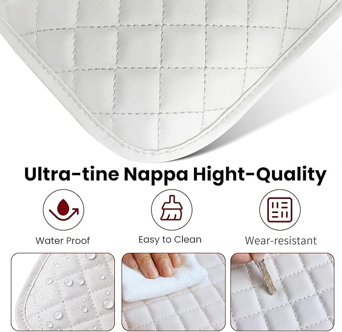 Car Middle Center Console Cover with 2 Storage, Universal Microfiber Leather Car Armrest Cover Cushion for for Most Vehicles, Memory Foam Comfort Stylish Leather Scratch-Resistant, Thickened（White)