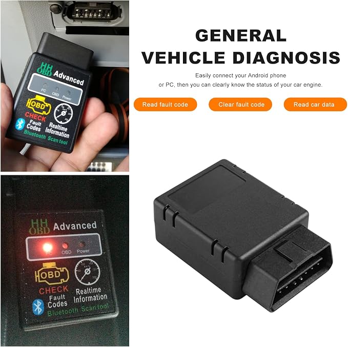 Bluetooth OBD2 Scanner for Car, Wireless OBDII Scan Tool Auto Engine Diagnostic Code Reader, Professional OBD2 Fault Diagnosis Tester Vehicle Interface Scanner for Phone and PC