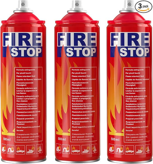 AmzBoom 3-Pack Fire Extinguisher for Home, Kitchen, Car, Boat - ABCK Class Extinguisher with Mounting Bracket - Compact & Portable for Emergency Use.