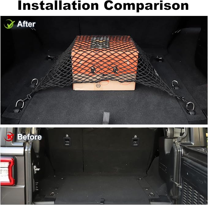 Voodonala 40 x 24 Universal Cargo Net Organizer, Elastic Mesh Trunk Storage Envelope for Pickup Truck Bed, SUV Rear Cargo Area Divider Compatible with Bronco Sport, Jeep, Dodge, Toyota