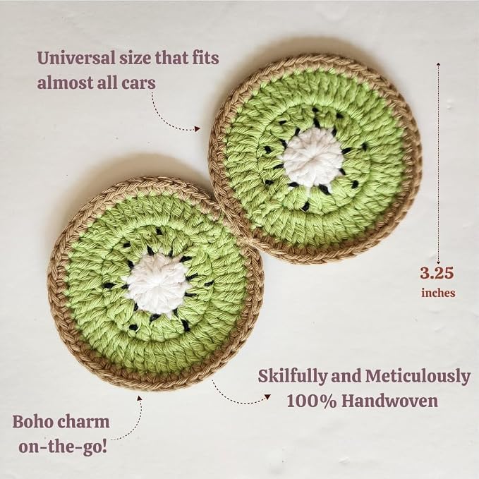 Cotton Crotchet Fruit Car Coaster Set (Kiwi Kiss)