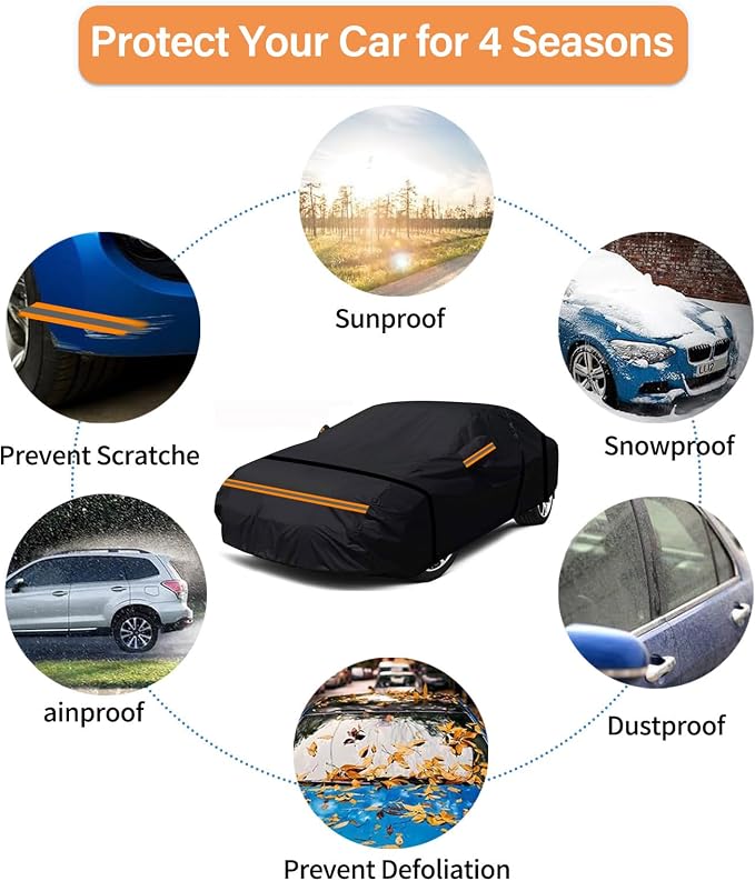 600D Heavy Duty Car Cover Custom Fit for Chevrolet Corvette C4 C5 C6 C7 1984-2019, Waterproof Outdoor Full Car Cover with Door Zipper, Windproof Snowproof Resistant Hail Protection, Black