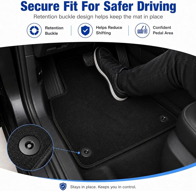 GXARTS Waterproof Car Floor Mats Carpet Full Set Compatible with Ford F-150 2021 2022 2023 2024 2025 | All-Weather Protection，with Anti-Slip Buckle