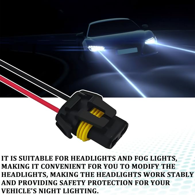 Headlight Connector Plug Fog Light Headlight Wiring Harness Pigtail Sockets Female Adapter Kit for 9005 9006 9012 HB3 HB4, Headlamp Wire Harness Plug Socket Connector for Car Accessories (4PCS)