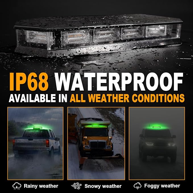 ASPL 16.5 Inch Roof Top Beacon Emergency Strobe 56 LED Magnetic Warning Caution lights Bar Traffic Hazard Plow Light for Trucks Vehicles Construction Snowplow (Green)