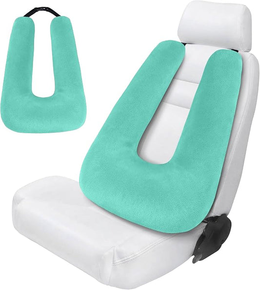 Travel Pillow,Car Pillow for Kids on Road Trip,Head and Neck Support,Green | Car Travel Essentials Sleeping Pillow for Kids and Adults with Adjustable Strap,Plush Faux Fur, High-Resilience PP Cotton