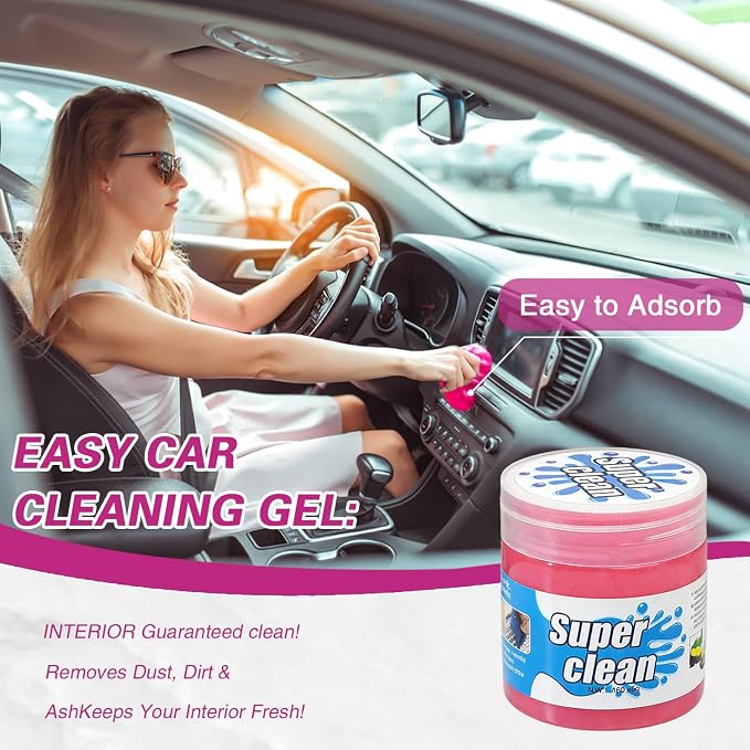 Car Cleaning Gel Putty, Reusable Interior Cleaning Slime Dust Remover, Auto Detailing Cleaning Gel for Vents Keyboard Crevice, Car Accessories Gift Yellow & Pink