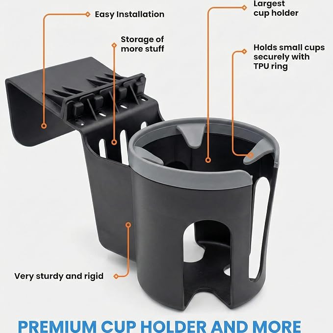 Car Door Cup Holder – Universal Window Cup-Holder with Phone Storage, Felt Protection Pad, No Rattle Fit for Large and Small Cups, Fits Any Car or Truck &18-2023 Tesla Model 3 Y Cup Holder
