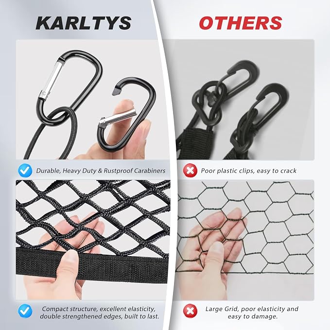Karltys Truck Bed Cargo Net for Dodge Ram 1500 2019-2024 2025 2026, Envelope Style Pickup Truck Bed Tailgate Net for Ram 1500 Accessories, Heavy Duty Nylon Mesh Storage Netting Organizer with Hooks