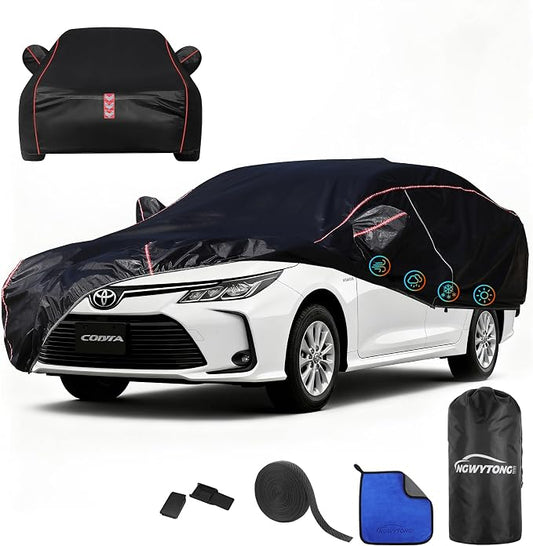 Car Cover Waterproof All Weather 8-Point Fastening for Corolla 1991-25 | All-Around Wind-Resistant Fastening, 120s Quick Setup, 600D Oxford Fabric, All-Weather Protection