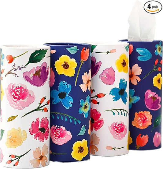 Winoo Design Small Car Tissues Holder - 4PK Facial Tissues - Travel Tissue Tubes Box - Car Cup Holder - 200 Sheets