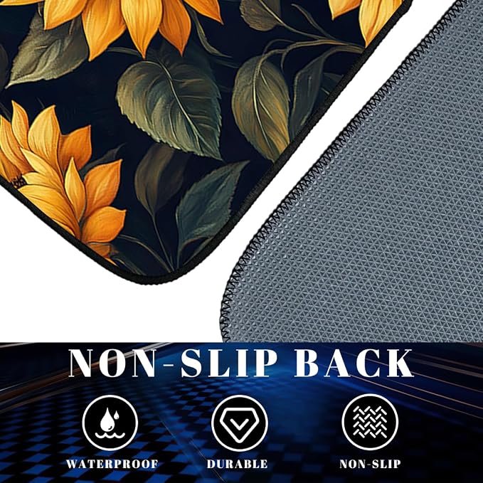 Sunflower Car Floor Mats Set of 4 Black Yellow Vintage Watercolor Automotive Car Floor Carpets Non-Slip Auto Car Accessories Universal Fit Car Accessories for Truck