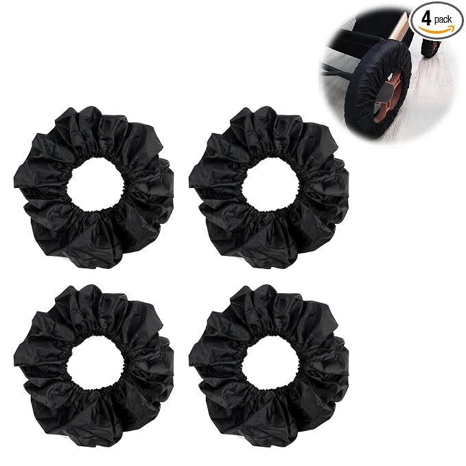4 Pack Baby Stroller Wheel Cover Black Wheelchair Wheel Tire Protector for Child Kid Baby Stroller Jogger Wheels Covers Noise Reducing & Anti Scratch Cart Wheel Tire Protectors Accessories L