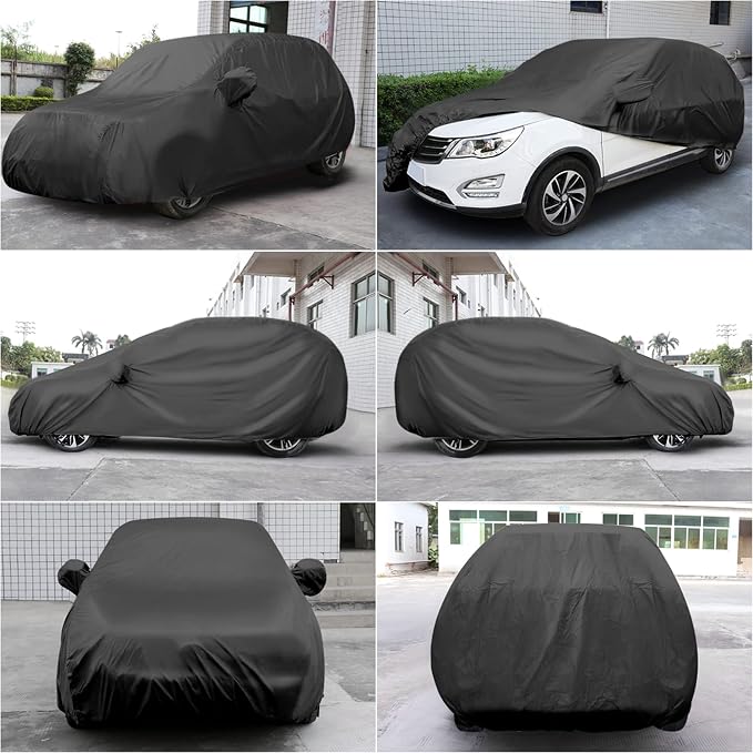 uxcell YL Waterproof Breathable All-Weather Car Cover with Mirror Pockets - Sun/UV/Snow/Rain Protection for Hatchback, Coupe, Small Cars