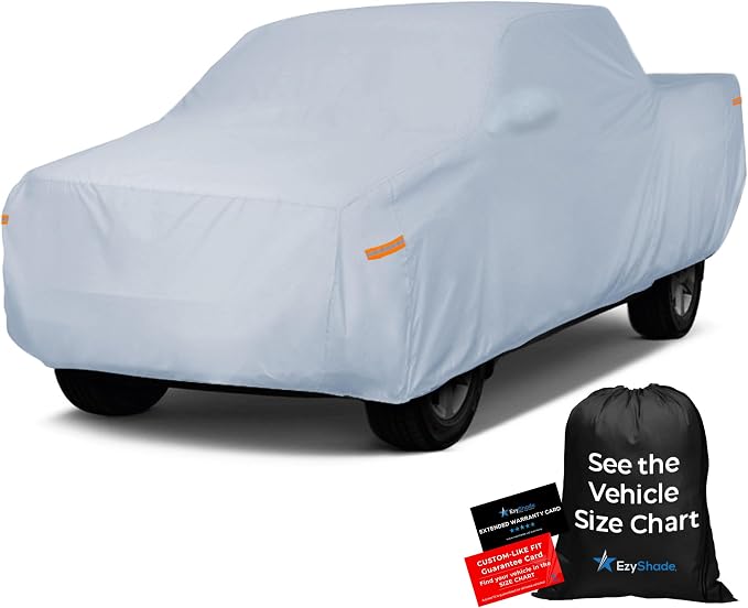 EzyShade Multi-Layer Truck Cover Waterproof All Weather - See Vehicle Size-Chart - Full Outdoor Pickup Truck Covers for Gladiator Dakota Frontier - Sun UV Wind Rain Snow - Size T2 (See SizeChart)