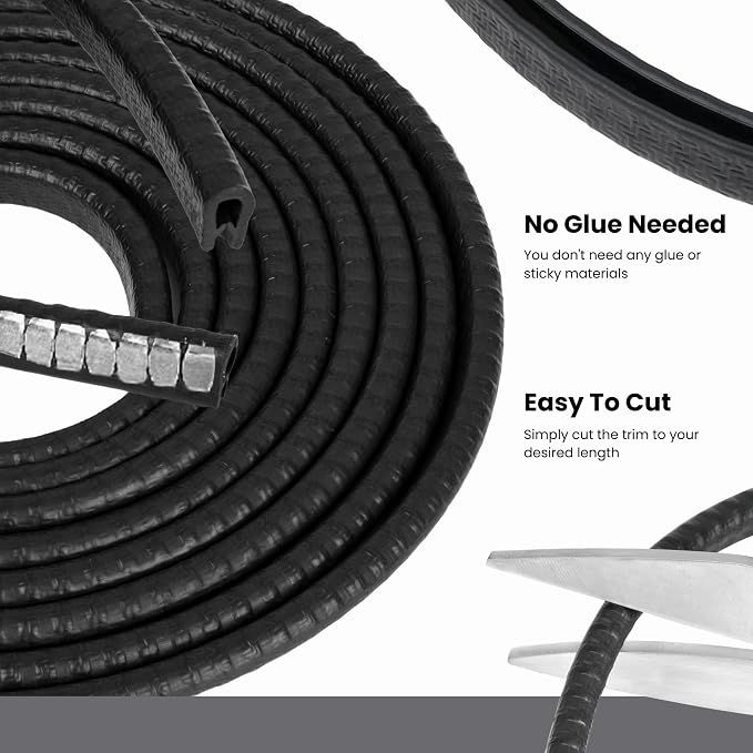 Edge Trim Black Small, Fits 1/16 inch (1.5mm), Length 50 Feet (15.25 M)