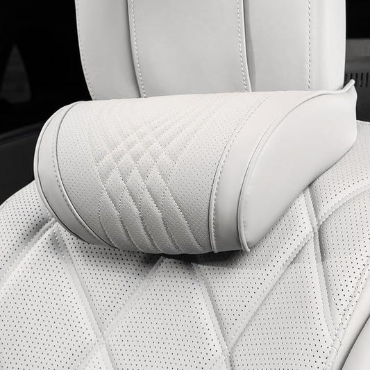 Car Neck Pillow for Driving Memory Foam Headrest Nappa Leather Head Rest for Most Cars SUV Home Office Traveling