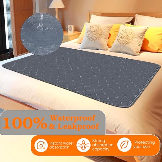 Reusable Chair Pads for Incontinence Absorbent Seat Protector Pads Bed Pads Washable Waterproof for Adults Elderly Kids Pets Chucks Pads (35x60inch) Gray