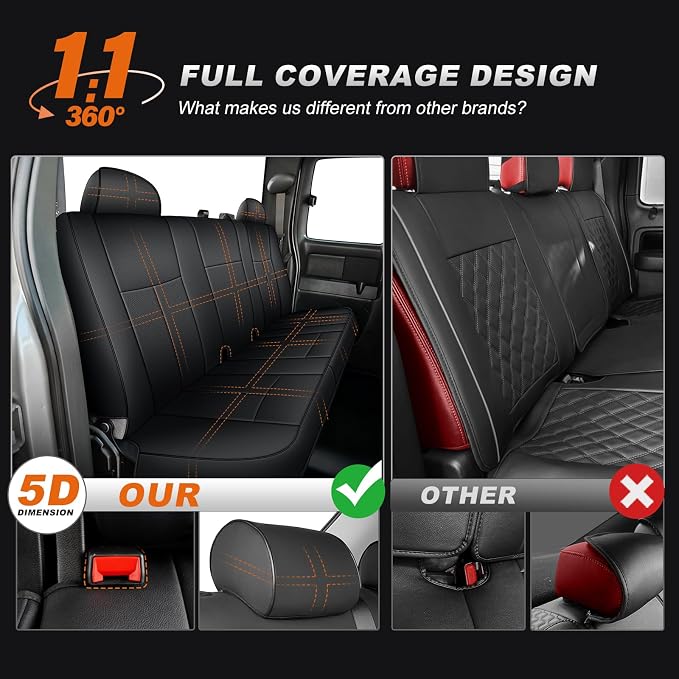 AOMSAZTO Truck Seat Covers for 1999-2006 Chevy Silverado GMC Sierra 1500 Premium Faux Leather, 1:1 Custom Fit, Airbag Compatible,Truck Seats Cover Full Set Black