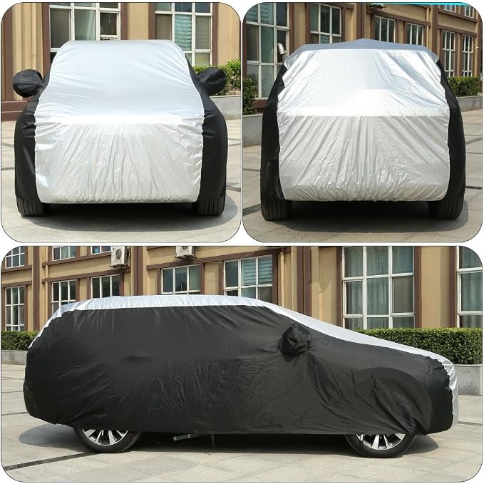 Coverado SUV Car Cover Waterproof All Weather, Outdoor Full Size Car Covers for Automobiles, Rain Sun UV Dust Protection Car Cover, Seam-Sealed Waterproof Car Covers Universal Fit for SUV (206"-215")