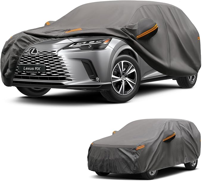 Kayme Heavy Duty SUV Car Cover Custom Fit for Lexus RX RX350 RX330 RX450 RX500 2003-2026, Waterproof All Weather Outdoor Full Protection, UV Sun Rain Resistant with Zipper Door & Windproof Straps.