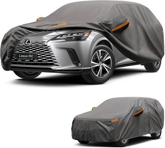 Kayme Heavy Duty SUV Car Cover Custom Fit for Lexus RX RX350 RX330 RX450 RX500 2003-2026, Waterproof All Weather Outdoor Full Protection, UV Sun Rain Resistant with Zipper Door & Windproof Straps.