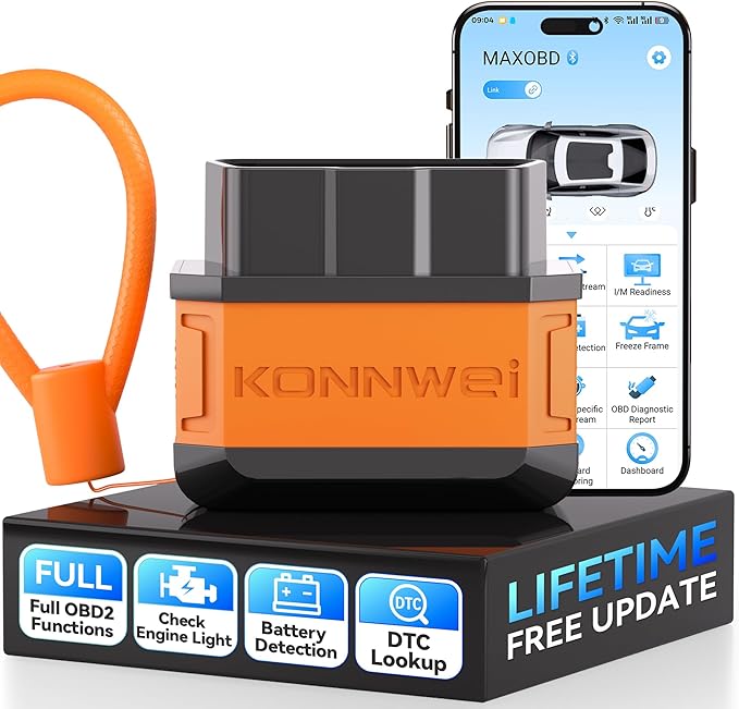 KONNWEI KW906 Bluetooth OBD2 Scanner Car Diagnostic Tool Engine Code Reader | Wireless OBD2 Scanner, Check Engine Fault Code Reader, Live Data, Battery Test, Universal Diagnostic Tool For iOS & Android