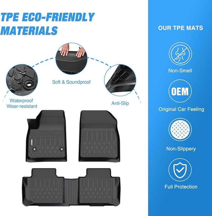 Nilight TPE Floor Mats for Chevy Blazer 2019 2020 2021 2022 2023 2024 2025 2026, Cadillac XT5 / GMC Acadia 2017-2023, All Weather Custom Fit Heavy Duty Floor Liners