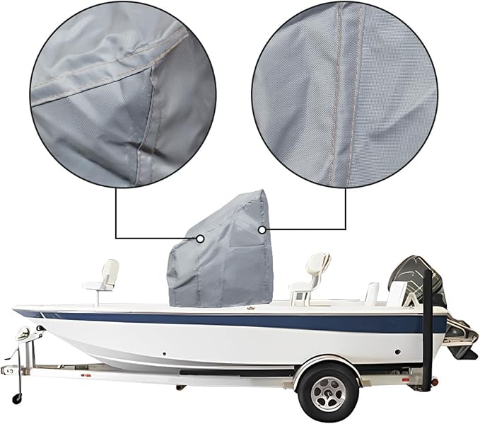 WFLNHB Boat Center Console Cover Heavy Duty 600D Replacement for Carolina Skiff Boston Whaler Excel Bay Pro Wellcraft-Grey