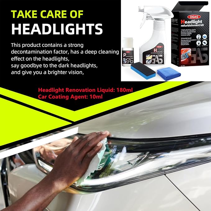 LOYOTICE Automotive Headlamp Restoration Fluid Kit, Upgrade Headlight Restoration Kit, Multifunctional Car Headlight Polishing, Headlight Cleaner and Restorer Coating Kit for All Vehicle Types