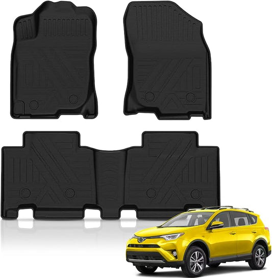 KUST Floor Mats for 2013-2018 Toyota RAV4 (Not for Hybrid or Prime) | Front Rear Car Mats Accessories, All Weather Protection, TPE Rubber, Raised Edge