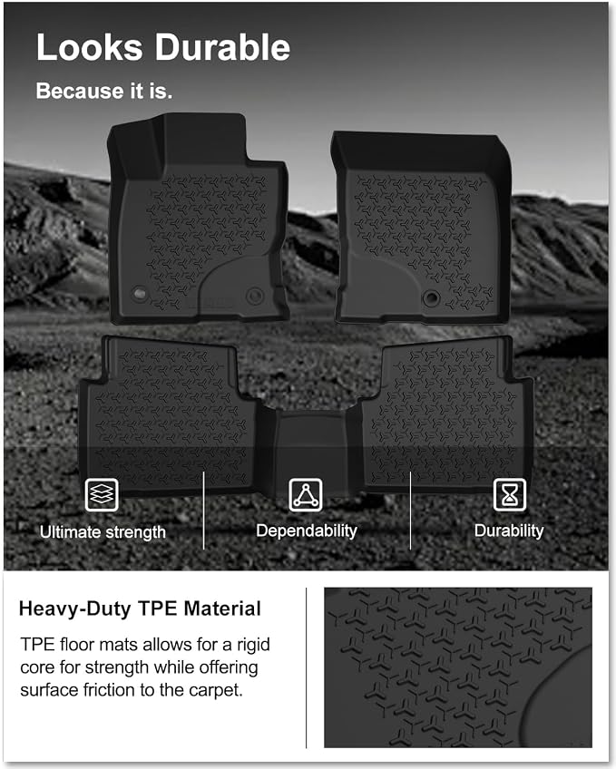 Kiwi Master Floor Mats for 2021-2026 Ford Bronco Sport | OEM Replacement MP1Z-7813300-AA, Custom Fit, All Weather Car Mats, Heavy Duty TPE Floor Liners, Front & Rear 2 Row Set, Black