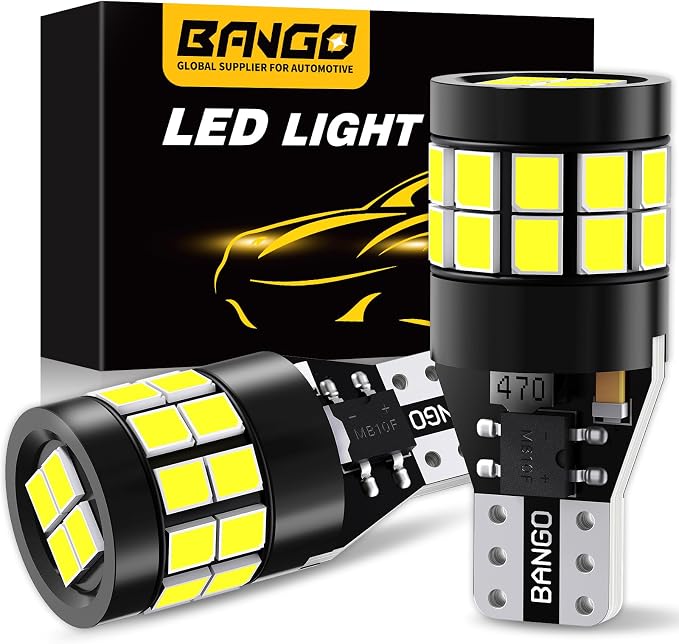 BANGO 912 921 LED Bulb for Backup Reverse Light, 6000K White Non-polarity CANBUS Error Free Super Bright T15 906 922 W16W LED Replacement Bulbs for Back Up Daytime Running Lights, Pack of 2