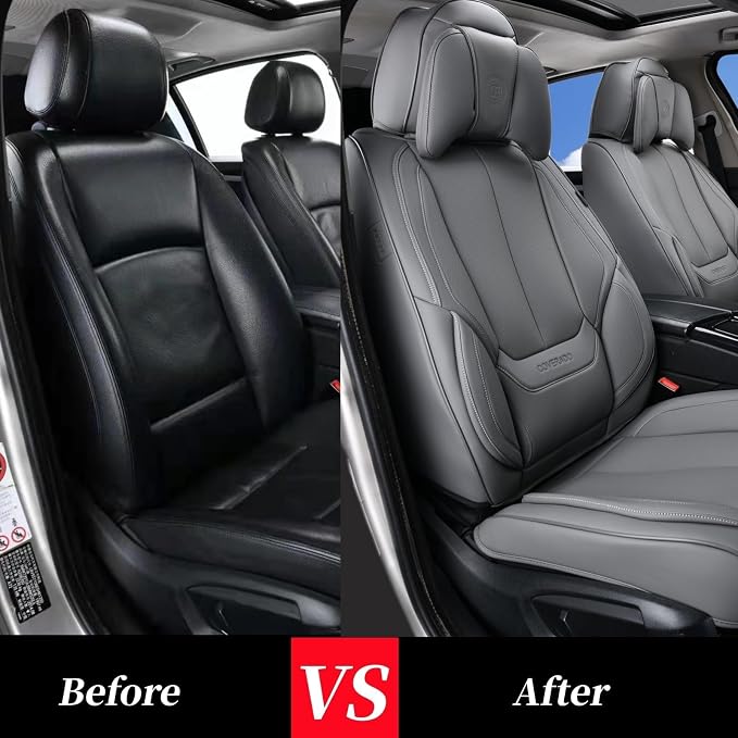 Coverado Car Seat Covers, Seat Covers for Cars, Waterproof Leather Auto Seat Protectors, Leather Car Seat Cushion, Car Interiors Accessories Universal Fit for Most Cars