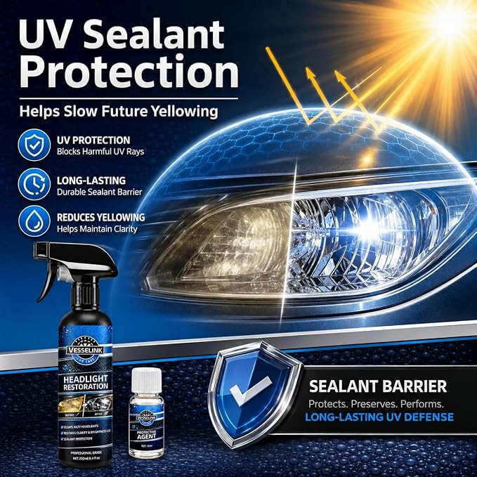 Headlight Restoration Kit,Headlight Cleaner and Restorer Kit for Oxidized & Yellowed Lens Repair with Protective Coating,Head Light Restoring Kit,Headlight Cleaner and Restorer Kit