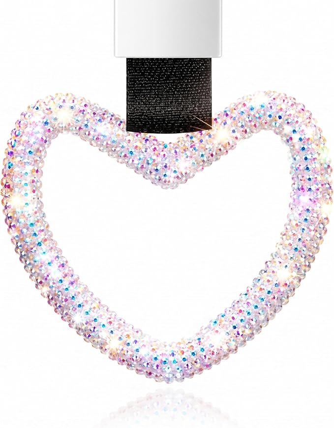 Fabbay Bling Car Accessories Bling Heart Handle Ring Car Accessory for Women Hearts Hand Strap Drift Charm Rear Bumper Warning Ring Decor for Auto Interior Exterior Decoration(Colorful,Heart Style)