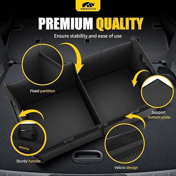 MIKKUPPA Car Trunk Organizer - 70L Collapsible Trunk Organizer with Reinforced Handles for Groceries, Car Storage Organizers for SUV Auto Truck Van with Non Slip Bottom (Black)