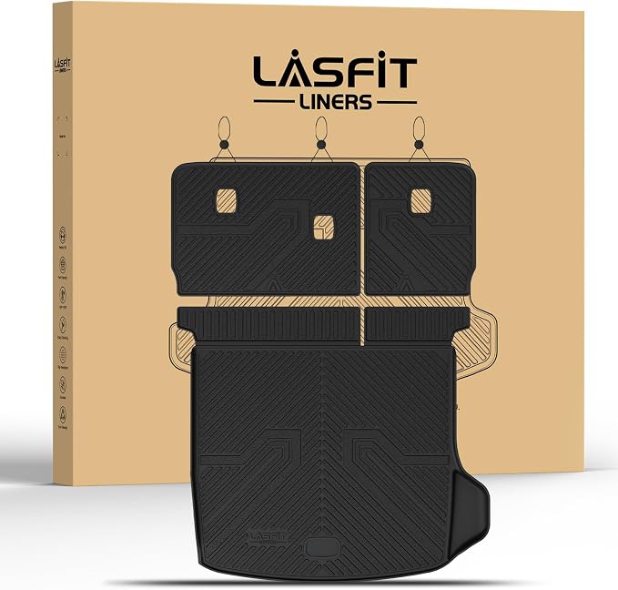 LASFIT Cargo Mat for Jeep Grand Cherokee WL 2022-2025 2026 5-Seat (Include 4xe, NOT for L) All Weather TPE Custom Fit Rear Backrest Mat Trunk Seatback Mat, Black