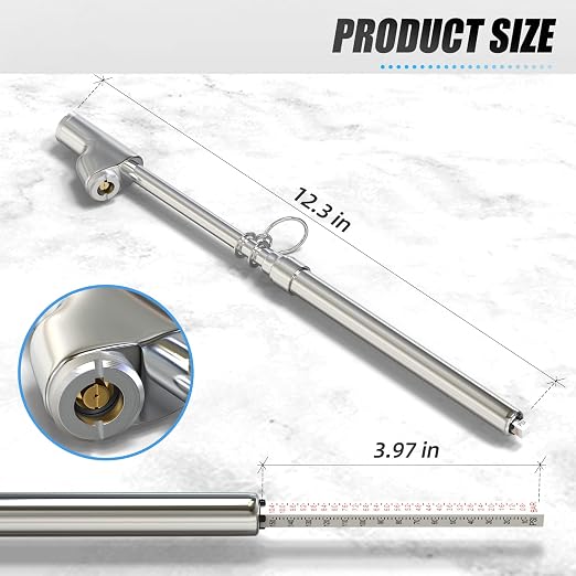 MEANLIN MEASURE Silver Double Straight Type Tire Pressure Gauge，Dual Head Air Pressure Gauge 5Pcs，Pressure Range 10-150 Psi(Suitable for Trucks, etc.