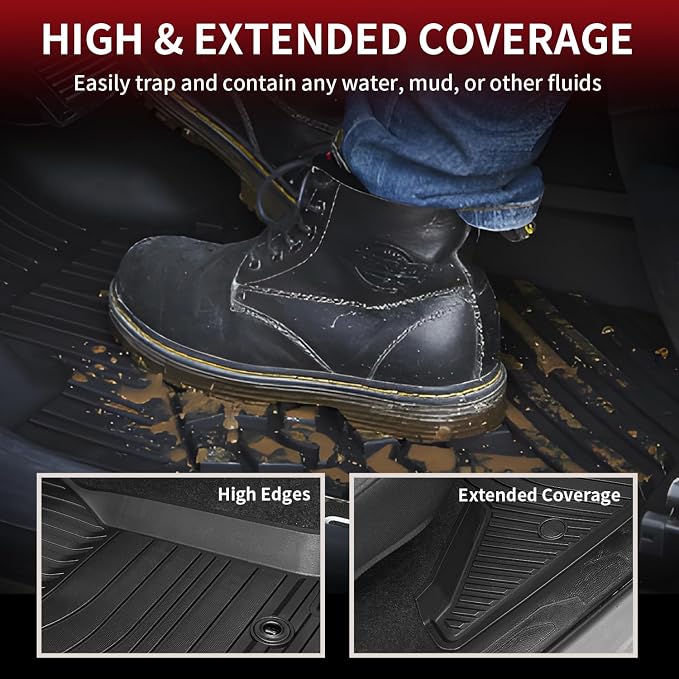 LASFIT Front Mats Fit for Tacoma 2016-2023 (Only Fit Auto Tran & 1st Row), Custom Fit All Weather Protection Durable TPE Floor Liners for 2024 2025 2026 Tacoma Accessories Front 1st Row Row Car Mats